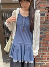 Sunkey Button Frill Layered Sleeveless