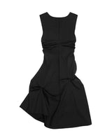 DOZI - Sleeveless Pinched Long Dress _ BLACK