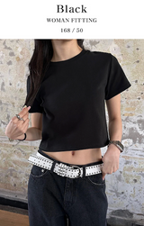 [BASIC ITEM] ベーシックセミクロップTシャツ(4color)