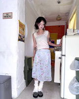 (2color) Smudge Flower Silky Skirt