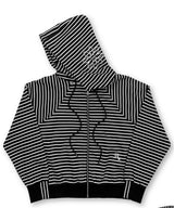 Midnight Flower Stripe Hoodie Zip-up_Black