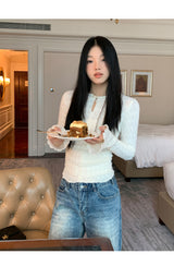 Daisy lace cuffs long-sleeved t-shirt
