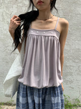 Micelle button balloon layered strap sleeveless