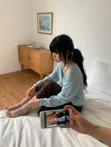 オツリ ルーズフィット サマー ディープ Vネック ニット