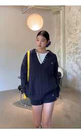 ネイビーカラーツイストニット パンツ２ピース