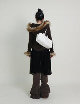 デッカウルフジョットフード付きファーニットジップアップジャケット (Wool Jacket)