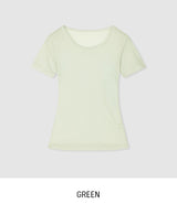 Sherbet Tencel See-Through Short Sleeve