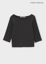 [B-BASIC] Standard Boat Neck 7/8 Sleeve T-Shirt 2SIZE
