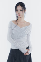 ソフトドレープオフショルダートップ light grey