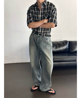[4SEASON] ベーシックセミワイドデニムパンツ(3color)