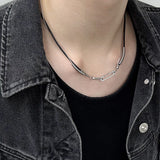  Leather chain layered clip necklace
