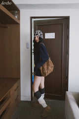 Twisted collar knit pants two-piece set