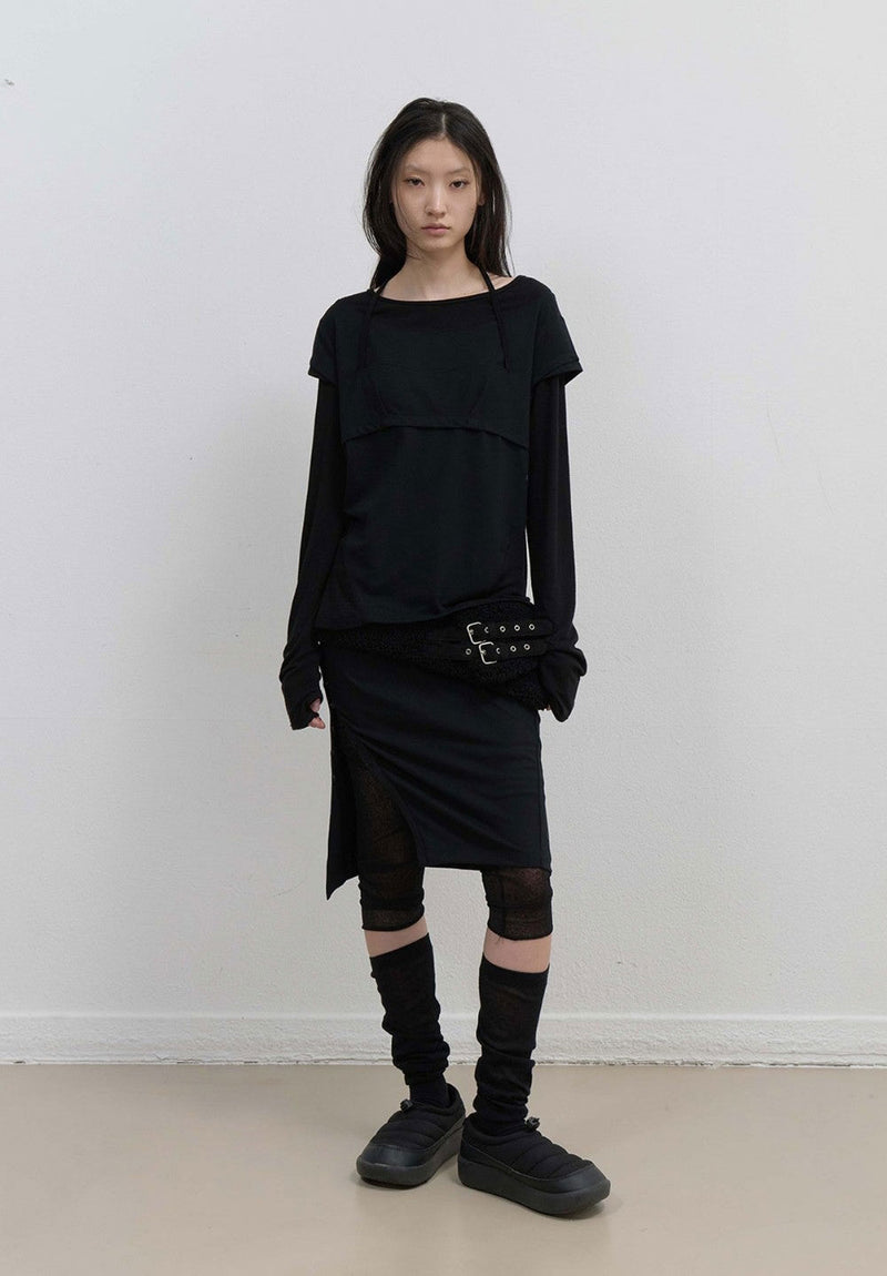 Halter Strap Long Sleeve / Black