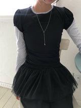 Natin Tencel Puff Shirring Short Sleeve T-shirt