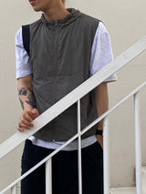 Cropped Nylon Hooded Vest 4C
