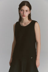 Back Ribbon Tweed Dress Black