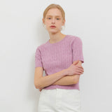 CABLE HALF KNIT LILAC