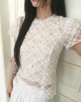 Puffu Frill Lace See-Through Frill T-Shirt