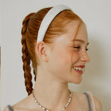 ジャガードリボンボリュームヘアバンド (White)
