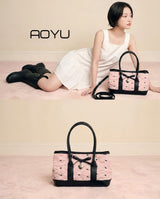 RIBBON LACE EMBOSS SHOULDER & CROSS BAG