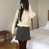 Benson waffle frill knit cardigan