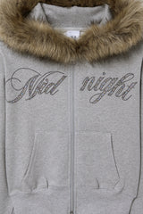 crop hair zip up (grey)