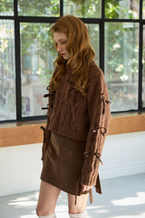 WHIMSICAL WOOL RIBBONE KNIT / BROWN