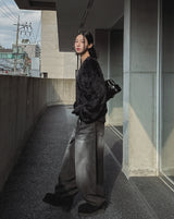 Unbalanced angora zipper knit