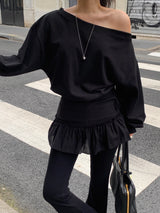[MADE] Stern hip-to-way off-shoulder sweatshirt