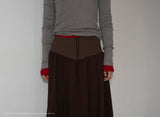 FLARE RIB SKIRT (BROWN)