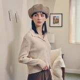 VA Stud Octagon Wool Beret / Beige