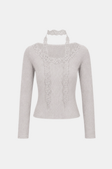 Sorin Lace Choker Knit Top