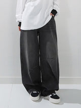 (UNISEX) ピンタックワイドデニムパンツ