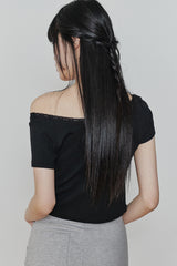 PETALINE LACE TEE black