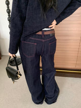 Penny Red Stitch Raw Wide Denim Pants