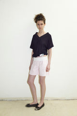 That's neat - Long-Termism V-Neck Convertible Relaxed-Fit Short Sleeve Top (Navy)