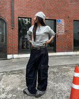 Abe Raw ステッチカーゴデニムパンツ