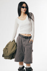 Olga deep V-neck crop long sleeve