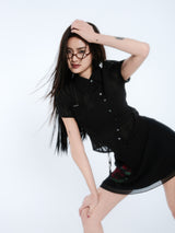ROSE LAYERED SKIRT [BLACK]