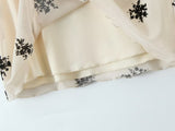 Ivory Black フラワーシフォン半袖ワンピース