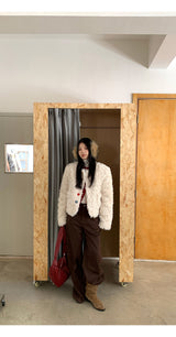 Beads Burton No Collar Round Fur Jacket