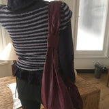 Picked Wrinkle Leather Big Cross Shoulder Bag