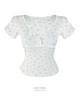 Daisy floral eyelet button top (3color)
