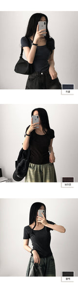 Newo Spandex Stripe Dangara Short Sleeve T-shirt