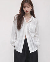 (UNISEX) エアリー レース ネット シャツ