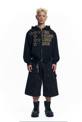 Double Knee Chino 8-Bermuda Pants - Black