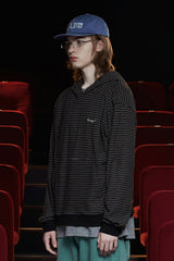 STRIPE LOGO HOODIE / BLACK