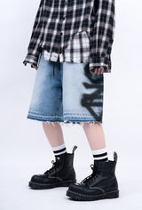 BBD サイドスプレードカスタムデニムショーツ (Blue)