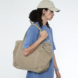 Pigment Washed Oxford Tote Bag Beige