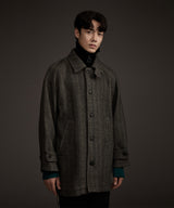 BALMACAAN HERRINGBONE WOOL CASHMERE HALF COAT BLACK